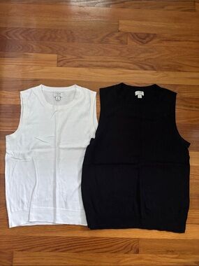 J. Crew Ribbed Sleeveless Sweater Tank - White & Black